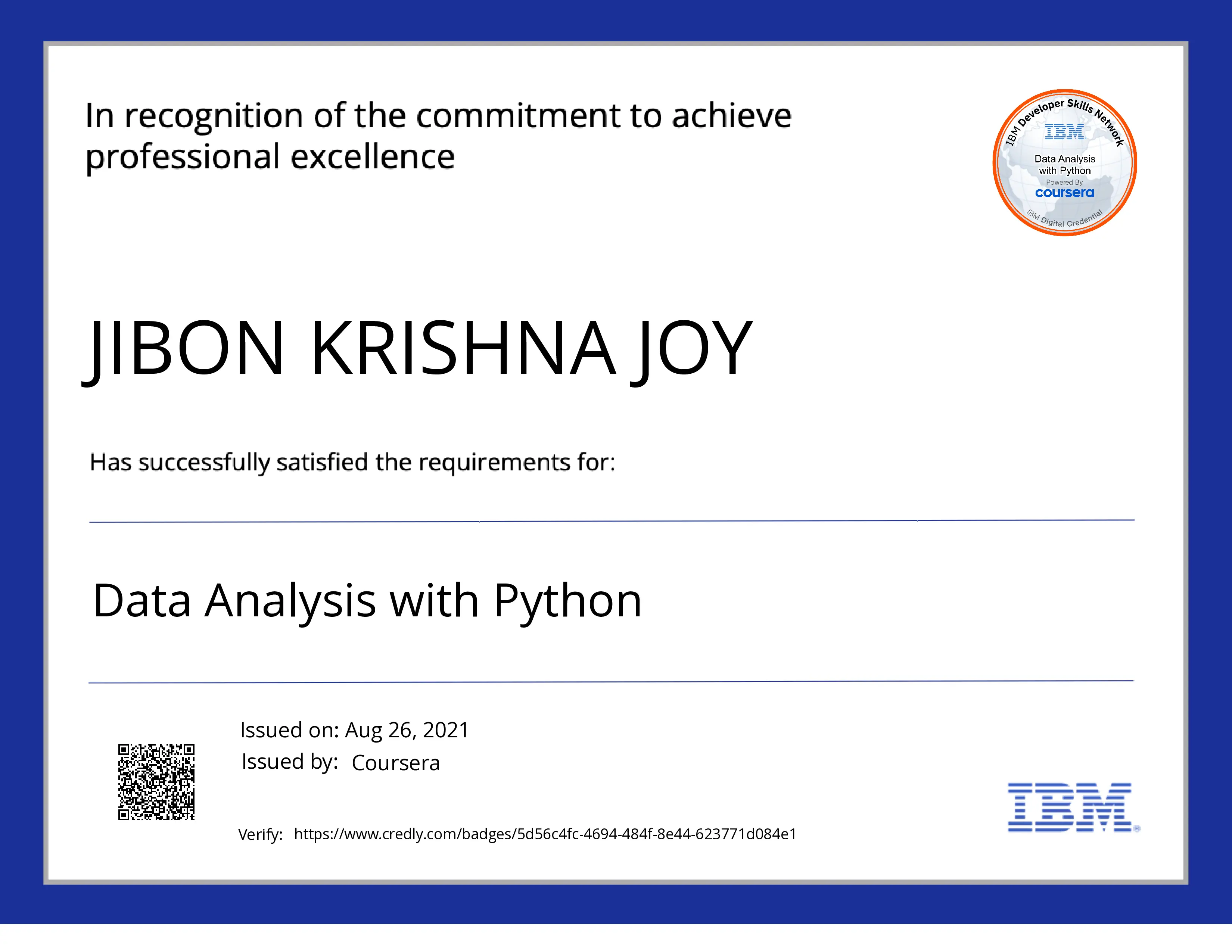 Data Analysis with Python Certificate